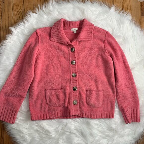 J Jill pink chenille cardigan sweater - Picture 1 of 8